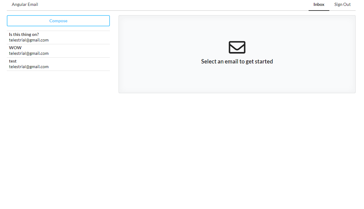 A screenshot of a custom-built email client