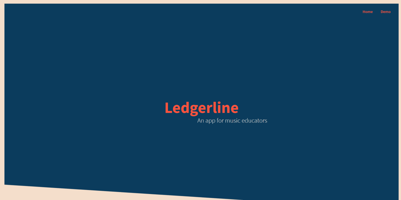 A screenshot for a webpage, containing the the words 'LedgerLine: An app for music educators'